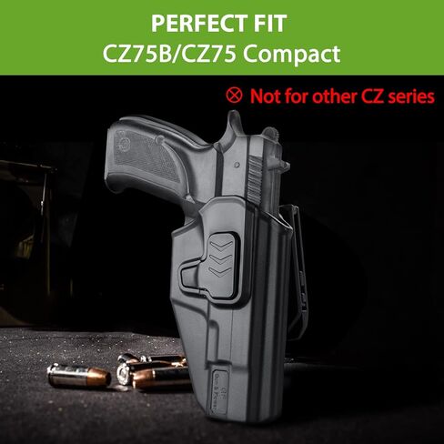 حافظة CZ 75B OWB مع إصدار إصبع السبابة، حافظة حزام الخصر الخارجي تناسب CZ 75B وCZ 75 مدمجة، مشبك حزام قابل للتعديل 360 درجة 1.5 بوصة - 2.25 بوصة، اليد اليمنى سوداء in Kuwait