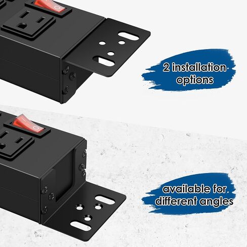 شرائح طاقة PDU مثبتة على حامل من Jgstkcity، واقي من 8 منافذ، مفاتيح فردية، رفوف خادم مثبتة على حامل 1.5U، سلك تمديد عالي التحمل 14AWG، 2700J، 15A 125V 1875W (سلك طاقة قياسي، كابل 6 قدم) in Kuwait