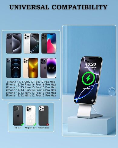 Magnetic Charger for iPhone 17/16,Magnetic Wireless Charging 20W USB C Block with 6FT Mag-Safe Charger Fast Wireless Charging Stand/Pad Compatible with iPhone 17/17 Air/17 Pro Max/16 Pro/15/14/13/12 in Kuwait