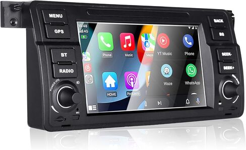Car Stereo for BMW E46 3 Series 1999-2004 Compatible with Wireless Carplay/Android Auto, 7 inch Radio with IPS Touch Screen/Bluetooth/Mirror Link/FM/AM/USB/High Power/RDS/SWC/DSP in Saudi Arabia