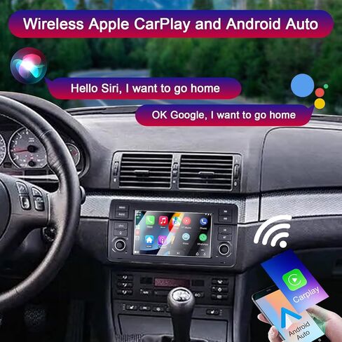 Car Stereo for BMW E46 3 Series 1999-2004 Compatible with Wireless Carplay/Android Auto, 7 inch Radio with IPS Touch Screen/Bluetooth/Mirror Link/FM/AM/USB/High Power/RDS/SWC/DSP in Saudi Arabia