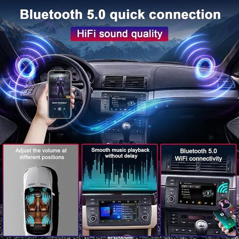 Car Stereo for BMW E46 3 Series 1999-2004 Compatible with Wireless Carplay/Android Auto, 7 inch Radio with IPS Touch Screen/Bluetooth/Mirror Link/FM/AM/USB/High Power/RDS/SWC/DSP in Saudi Arabia