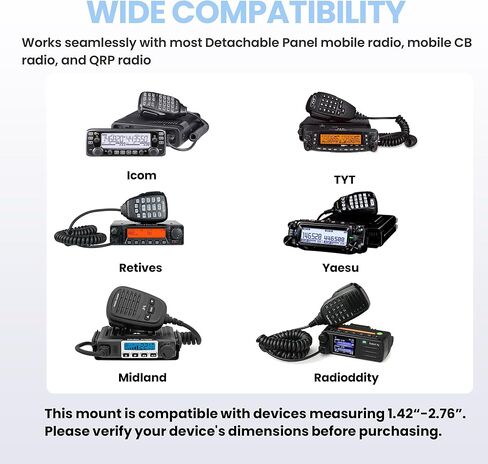 TWAYRDIO Adjustable Mount Bracket with 25mm/ B Size/ 1" Ball Adapter, for Detachable Panel Mobile CB Radio & Scanners, Compatible with RAM Mounts B Size Double Socket Arm for ICOM TYT Yaesu Retevis in Saudi Arabia
