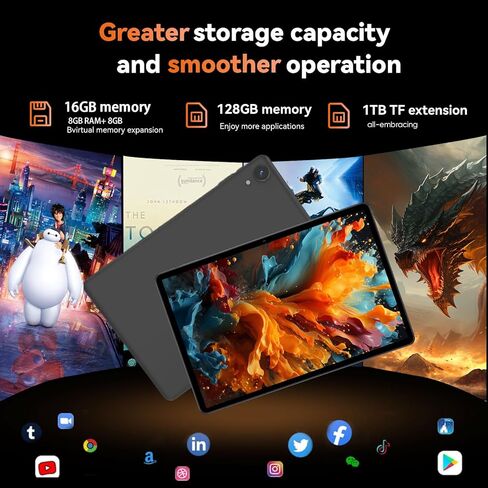 تابلت HUIHUANG بشاشة 10 بوصات يعمل بنظام Android 14، وذاكرة وصول عشوائي 16 جيجابايت وذاكرة وصول عشوائي 128 جيجابايت، وتوسيع 1 تيرابايت، ثماني النواة، وبطارية ذات سعة كبيرة، وكاميرا مزدوجة 5 ميجابكسل + 8 ميجابكسل، وواي فاي 5G/2.4G، وبلوتوث 5.0، ونظام تحديد in Saudi Arabia