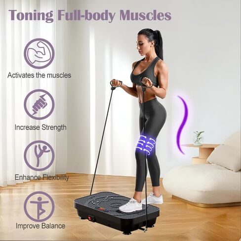 آلة تمرين لوحة الاهتزاز - هزاز لكامل الجسم مع الوضع التلقائي، وتدليك الضغط الإبري ودواسة السيليكون، للتصريف اللمفاوي، وفقدان الوزن وحرق الدهون، ومعدات اللياقة البدنية المنزلية للنساء والرجال in Kuwait