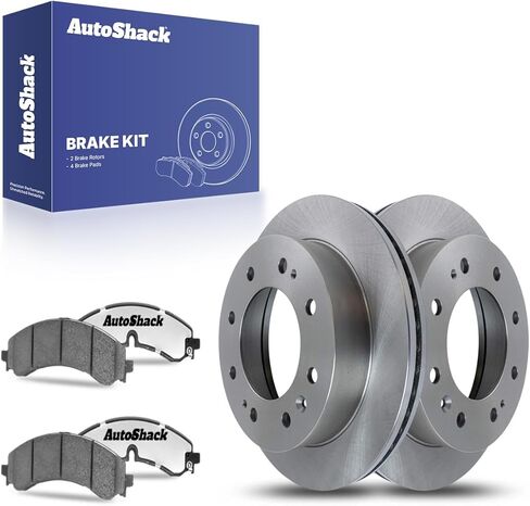 AutoShack 14.17 بوصة (359.8 مم) دوارات فرامل خلفية مثقوبة ومشقوقة مطلية بالكهرباء + استبدال وسادات فرامل سيراميك ممتازة لـ 2020-2025 شيفروليه سيلفرادو 2500 HD طقم فرامل 6 قطع ShadowGuard in Saudi Arabia