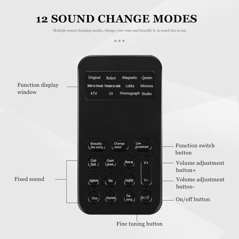 DOITOOL Mini Sound Card for Computer and Phone, Portable Live Broadcast Voice Changer with One-Key Voice Beautifier and Sound Effects, Compatible with Dc5.00v for Gaming, Streaming, in Saudi Arabia