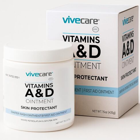 ViveCare A&D Ointment - Skin Protectant & Healing Lotion for Baby, Adult, Seniors - Soothing Cream for Diaper Rash Prevention, Skin Irritation, Burns, Cuts, Scrapes (4oz) in Saudi Arabia