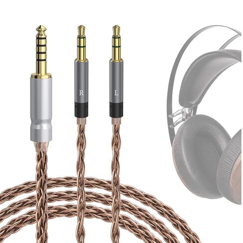 كابل صوت ترقية GEEKRIA Apollo نحاسي كريستالي واحد متوافق مع سلسلة Meze Audio 99 Classics، 109 PRO، LIRIC 2، Strada 4.4 مم إلى سلك سماعات رأس بديل مزدوج 3.5 مم (4.9 قدم/1.5 متر) in Saudi Arabia