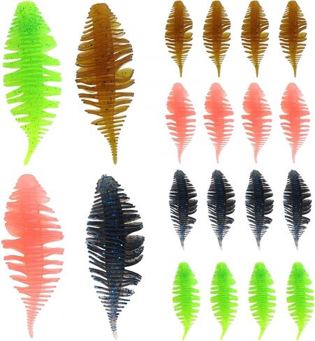 20pcs Soft Swimbait Soft Plastic Fishing Lures, Bass Lures Swim Baits Worms Swimbait for Bass Fishing, Worms for Bass in Saudi Arabia