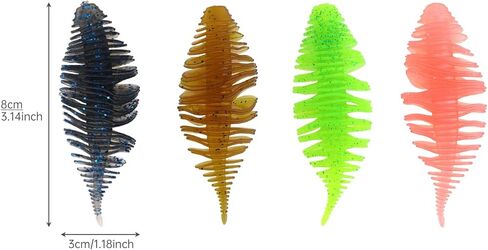 20pcs Soft Swimbait Soft Plastic Fishing Lures, Bass Lures Swim Baits Worms Swimbait for Bass Fishing, Worms for Bass in Saudi Arabia