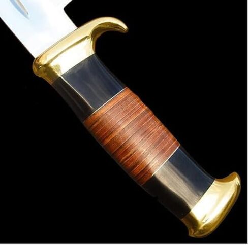 D2 18 Inches Large Crocodile Dundee Bowie Knife with Leather Sheath Big Survival Fixed Blade Knife with Leather and Horn Handle for Outdoor Camping Knives For Men in Kuwait