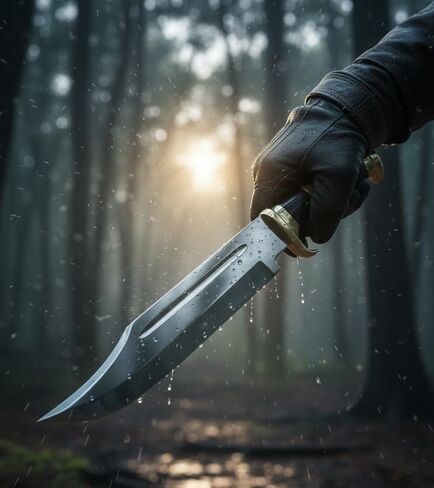 D2 18 Inches Large Crocodile Dundee Bowie Knife with Leather Sheath Big Survival Fixed Blade Knife with Leather and Horn Handle for Outdoor Camping Knives For Men in Kuwait