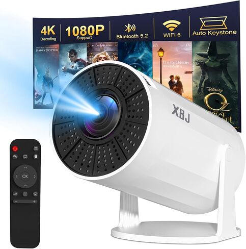 [Built-in Apps] 5G WiFi Bluetooth Smart Projector,4K support HD Portable Projector, Mini Projector with Stereo Speaker. Indoor, Outdoor Use,Compatible with TV Stick Smartphone/ pc/USB（White） in Saudi Arabia