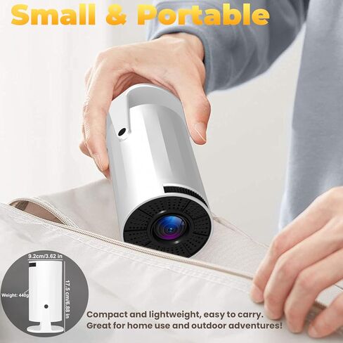 [Built-in Apps] 5G WiFi Bluetooth Smart Projector,4K support HD Portable Projector, Mini Projector with Stereo Speaker. Indoor, Outdoor Use,Compatible with TV Stick Smartphone/ pc/USB（White） in Saudi Arabia