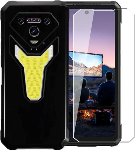 حافظة لهاتف Ulefone Armor 34 Pro + واقي شاشة زجاجي مقسى - غطاء حماية من السيليكون الشفاف الناعم المرن المقاوم للصدمات من مادة TPU (أسود) in Kuwait