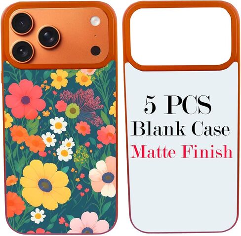 JUSTRY 5 قطع من أغطية الهاتف الفارغة المتسامية المتوافقة مع iPhone 17 Pro Max، 6.9 بوصة، سهلة التسامي DIY مخصصة 2 في 1 2D غطاء هاتف محمول ناعم من مادة TPU + حشوات فضية غير لامعة in Kuwait