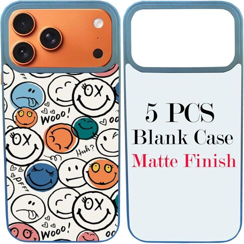 JUSTRY 5 قطع من أغطية الهاتف الفارغة المتسامية المتوافقة مع iPhone 17 Pro Max، 6.9 بوصة، سهلة التسامي DIY مخصصة 2 في 1 2D غطاء هاتف محمول ناعم من مادة TPU + حشوات فضية غير لامعة in Kuwait