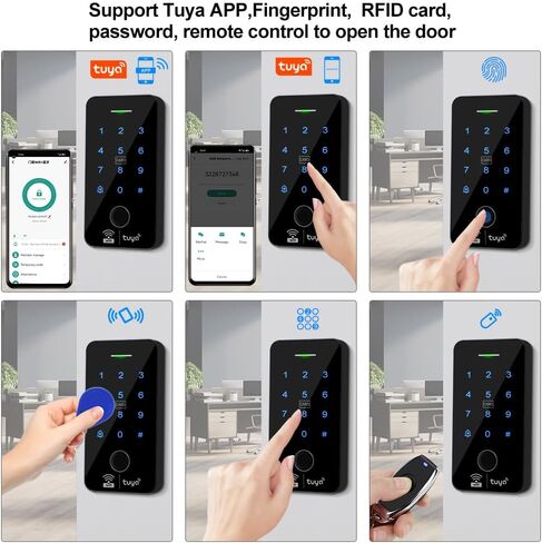 تتضمن مجموعة نظام التحكم في الوصول WiFi Tuya لوحة مفاتيح IP68 مقاومة للماء لبصمات الأصابع، وقفل باب بمزلاج كهربائي معدني لوضع NC، و10 مفاتيح RFID بتردد 125 كيلو هرتز، ومصدر طاقة 12 فولت 3 أمبير، وزر خروج. in Kuwait