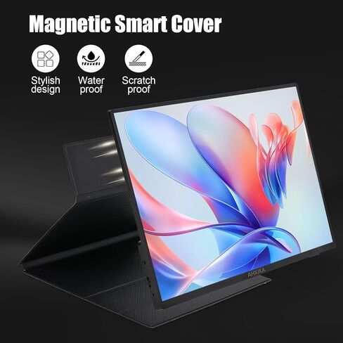 شاشة محمولة 15.6 بوصة FHD 1080P IPS/HDR، شاشة خارجية USB-C/HDMI ثانية لأجهزة الكمبيوتر المحمول، سطح المكتب، MacBook، الهواتف، الكمبيوتر اللوحي، PS5/4، Xbox، Switch، مكبر صوت مدمج فائق النحافة مع غطاء ذكي in Kuwait