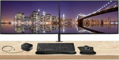 شاشة HP Series 7 Pro مقاس 27 بوصة 727pk 4K UHD 2160p LCD HDR، حزمة من قطعتين مع سلسلة ديزي، وحامل مكتبي، وقاعدة توصيل USB-C متعددة المنافذ G5، ولوحة مفاتيح وماوس لاسلكيين MK270، وماوس جل ووسادة معصم in Kuwait