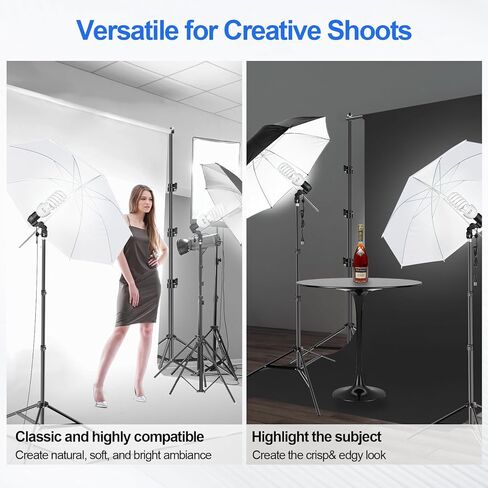 EMART 6.5x10ft Photography Backdrop Kit with 105W 5500K Daylight Umbrella Continuous Lighting Set, Black/White 2-in-1 Backgrounds for Photo Studio Product, Photoshoot, Portrait Shoot in Saudi Arabia