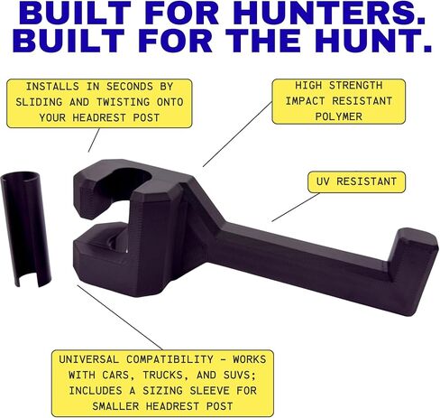 Bow Hook Universal Car Headrest Compound Bow Holder Hook, Vehicle Storage Hanger with Sizing Sleeve for Trucks, SUVs, Hunters, Archers in Saudi Arabia