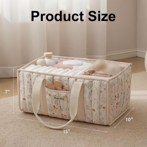 Diaper Caddy Organizer with Handle, Stylish Storage Basket, Portable Organizer for Home and Travel, Beige in Saudi Arabia