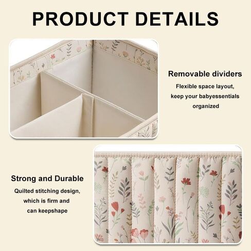 Diaper Caddy Organizer with Handle, Stylish Storage Basket, Portable Organizer for Home and Travel, Beige in Saudi Arabia