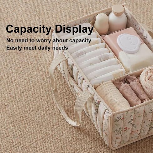 Diaper Caddy Organizer with Handle, Stylish Storage Basket, Portable Organizer for Home and Travel, Beige in Saudi Arabia