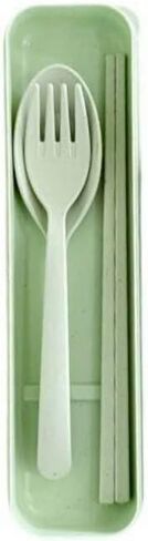 Wheat Straw Cutlery Set – Reusable Travel Utensils with Case – Portable Fork, Spoon & Chopsticks – Eco-Friendly Flatware for Kids & Adults – Lightweight Lunch Box Accessories for Work (cream) in Saudi Arabia