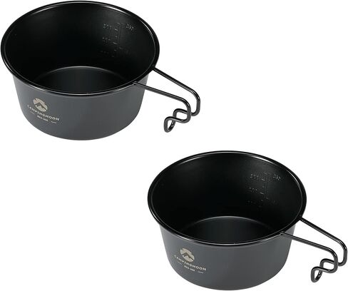 CAMPINGMOON 2pcs Set Stainless Steel Deep Type Camping Sierra Cup 15oz, 450ml Black BKS-360-2P in Saudi Arabia