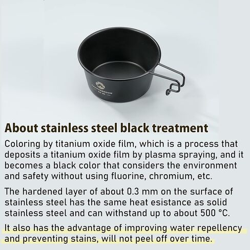 CAMPINGMOON 2pcs Set Stainless Steel Deep Type Camping Sierra Cup 15oz, 450ml Black BKS-360-2P in Saudi Arabia