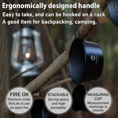 CAMPINGMOON 2pcs Set Stainless Steel Deep Type Camping Sierra Cup 15oz, 450ml Black BKS-360-2P in Saudi Arabia