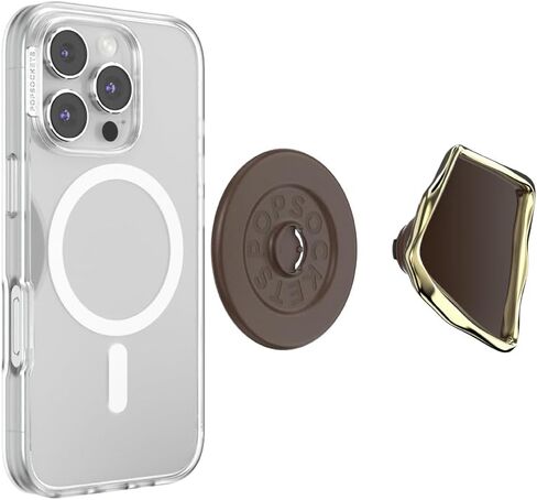قبضة هاتف PopSockets لـ MagSafe مع مسند، حامل مغناطيسي، جزء علوي قابل للتبديل، تثبيت آمن لحافظات iPhone MagSafe، قبضة الهاتف والكمبيوتر اللوحي - قطع الكاكاو بالمينا in Kuwait
