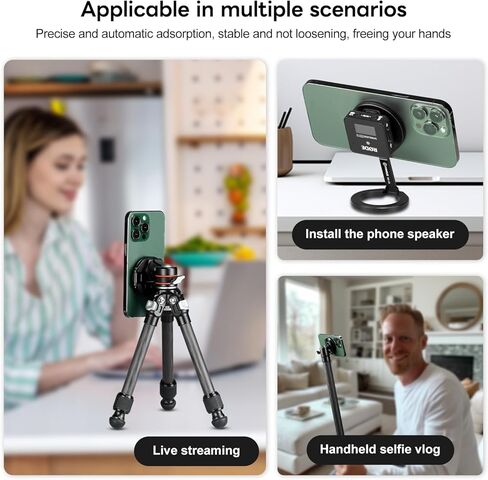 FANAUE MS-05 حامل هاتف محمول بحلقة مغناطيسية مزدوجة - تصميم نحيف للغاية قابل للطي مع حامل ثلاثي القوائم برغي ومشبك متوافق 1/4 بوصة - لهاتف iPhone 16 15 14 13 Pro Max Plus - حامل هاتف مغناطيسي لصالة الألعاب الرياضية in Kuwait