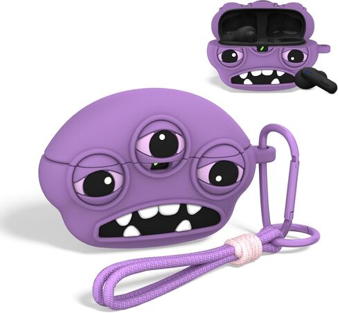حافظة OAJ for JBL Vibe 200TWS/JBL Vibe Beam/Beam 2، رسوم متحركة قبيحة مضحكة ثلاثية الأبعاد، سيليكون ناعم لغطاء سماعات الأذن JBL مع سلسلة مفاتيح وحبل (برتقالي) in Saudi Arabia