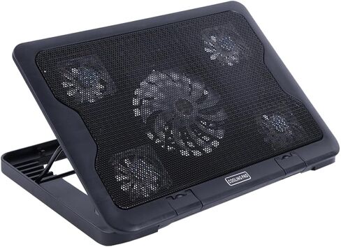 TEHAUX Laptop Cooling Pad with 5 Fans USB Cooling Device Adjustable Stand for Notebook and Gaming Laptops Black Non-Slip Base Cooler Mat in Saudi Arabia