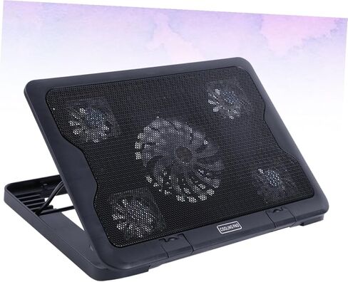 TEHAUX Laptop Cooling Pad with 5 Fans USB Cooling Device Adjustable Stand for Notebook and Gaming Laptops Black Non-Slip Base Cooler Mat in Saudi Arabia