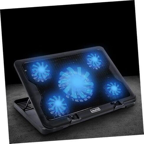 TEHAUX Laptop Cooling Pad with 5 Fans USB Cooling Device Adjustable Stand for Notebook and Gaming Laptops Black Non-Slip Base Cooler Mat in Saudi Arabia