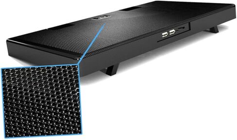 قاعدة تبريد للكمبيوتر المحمول مع 5 مراوح تعمل بمنفذ USB، حامل تبريد مضاد للانزلاق لأجهزة الكمبيوتر المحمولة المخصصة للألعاب والعمل، قاعدة مبدد حراري متعددة الزوايا قابلة للتعديل باللون الأسود لتعزيز تبديد الحرارة in Saudi Arabia