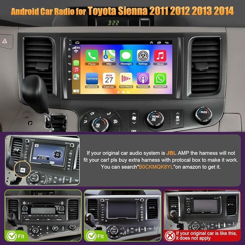 ستيريو راديو السيارة لسيارة تويوتا سيينا 2011-2014 | شاشة لمس IPS مقاس 9 بوصات مع CarPlay اللاسلكي وAndroid Auto | نظام Android 13 سريع 4G + 64 جيجابايت | نظام تحديد المواقع العالمي (GPS) المدمج وبلوتوث وكاميرا احتياطية وSWC in Kuwait