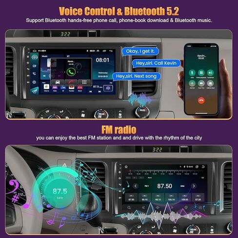 ستيريو راديو السيارة لسيارة تويوتا سيينا 2011-2014 | شاشة لمس IPS مقاس 9 بوصات مع CarPlay اللاسلكي وAndroid Auto | نظام Android 13 سريع 4G + 64 جيجابايت | نظام تحديد المواقع العالمي (GPS) المدمج وبلوتوث وكاميرا احتياطية وSWC in Kuwait