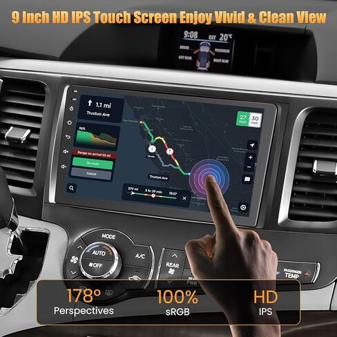 ستيريو راديو السيارة لسيارة تويوتا سيينا 2011-2014 | شاشة لمس IPS مقاس 9 بوصات مع CarPlay اللاسلكي وAndroid Auto | نظام Android 13 سريع 4G + 64 جيجابايت | نظام تحديد المواقع العالمي (GPS) المدمج وبلوتوث وكاميرا احتياطية وSWC in Kuwait