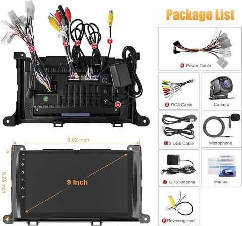 ستيريو راديو السيارة لسيارة تويوتا سيينا 2011-2014 | شاشة لمس IPS مقاس 9 بوصات مع CarPlay اللاسلكي وAndroid Auto | نظام Android 13 سريع 4G + 64 جيجابايت | نظام تحديد المواقع العالمي (GPS) المدمج وبلوتوث وكاميرا احتياطية وSWC in Kuwait
