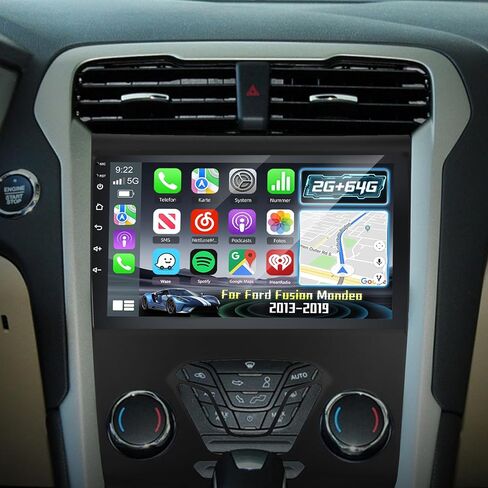راديو 2+64 جيجابايت لسيارة Ford Fusion Mondeo 2013-2019، شاشة لمس 9 بوصة Fusion Android ستيريو للسيارة، Carplay/Android Auto/Wi-Fi/Bluetooth/1080P + كاميرا احتياطية AHD in Saudi Arabia