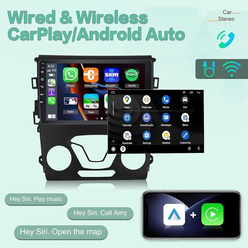 راديو 2+64 جيجابايت لسيارة Ford Fusion Mondeo 2013-2019، شاشة لمس 9 بوصة Fusion Android ستيريو للسيارة، Carplay/Android Auto/Wi-Fi/Bluetooth/1080P + كاميرا احتياطية AHD in Saudi Arabia