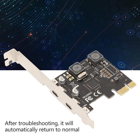 PCI E to Type C Expansion Card, 2 Port USB 3.0 5Gbps High Speed Data Transfer Card with Voltage Stabilizing Capacitor, Ideal for 7, 8, 10 Systems in Saudi Arabia