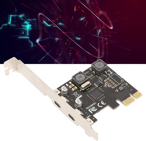 PCI E to Type C Expansion Card, 2 Port USB 3.0 5Gbps High Speed Data Transfer Card with Voltage Stabilizing Capacitor, Ideal for 7, 8, 10 Systems in Saudi Arabia