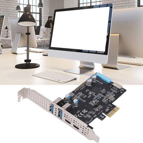 بطاقة توسيع USB PCIE بسرعة 5 جيجابت في الثانية، شريحة 720201 2 النوع C 2 USB 3.0 النوع E 19Pin IDC، مع وظيفة التوصيل والتشغيل، لأجهزة الكمبيوتر المكتبية حتى 11 in Kuwait